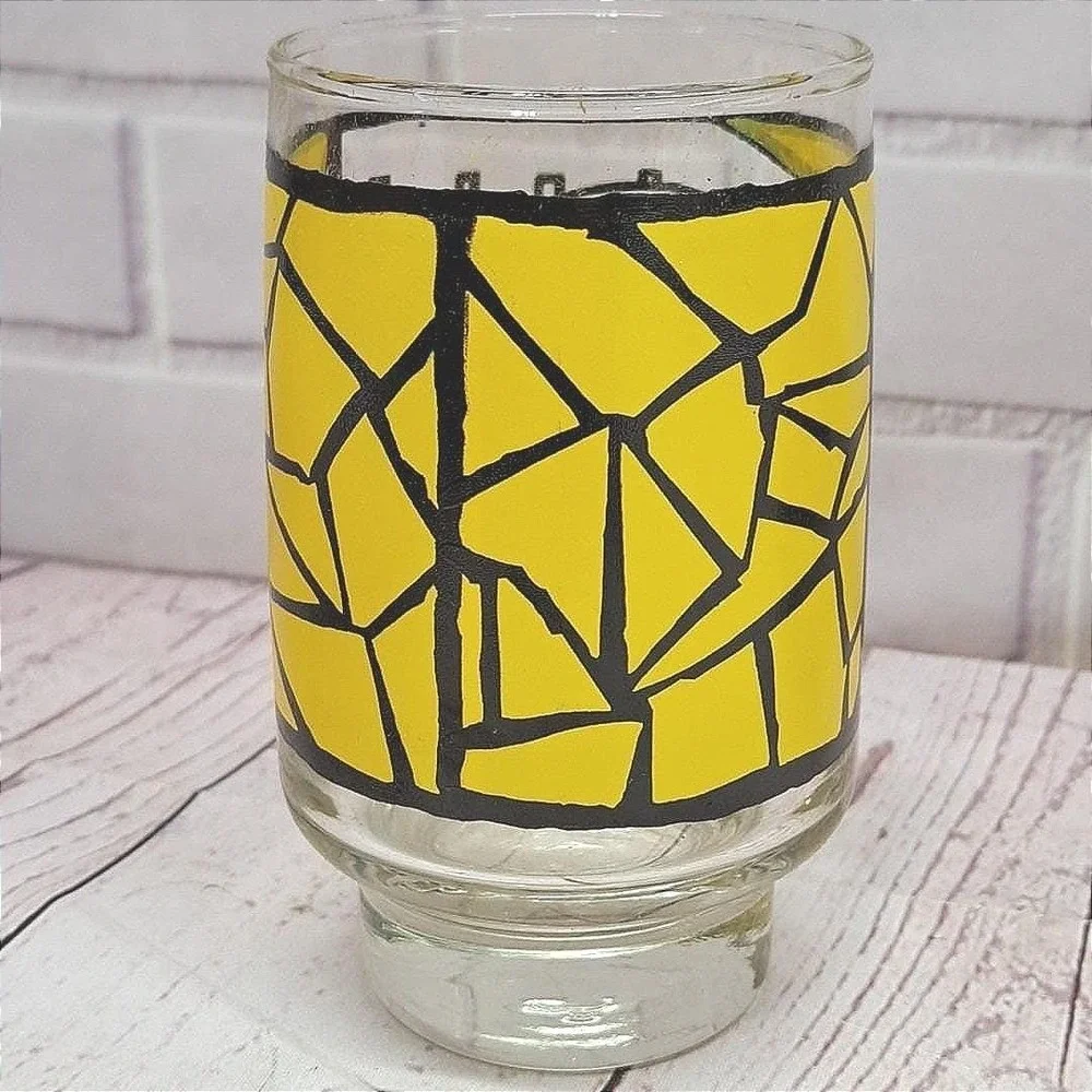 VTG Libby Saferidge Stained Glass Antique Truck Drinking 12oz Glass, Set Of 2